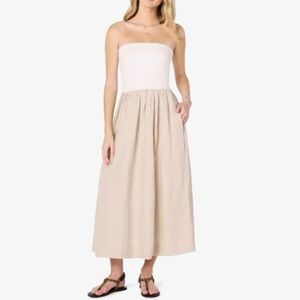 The Drop Hellen Strapless Mixed Media Dress